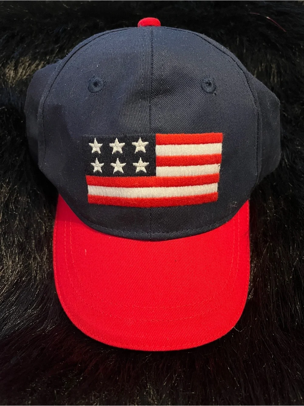 Gymboree Kids Patriotic Red Rim Cap with Embroidered Flag Size 12-24 Months